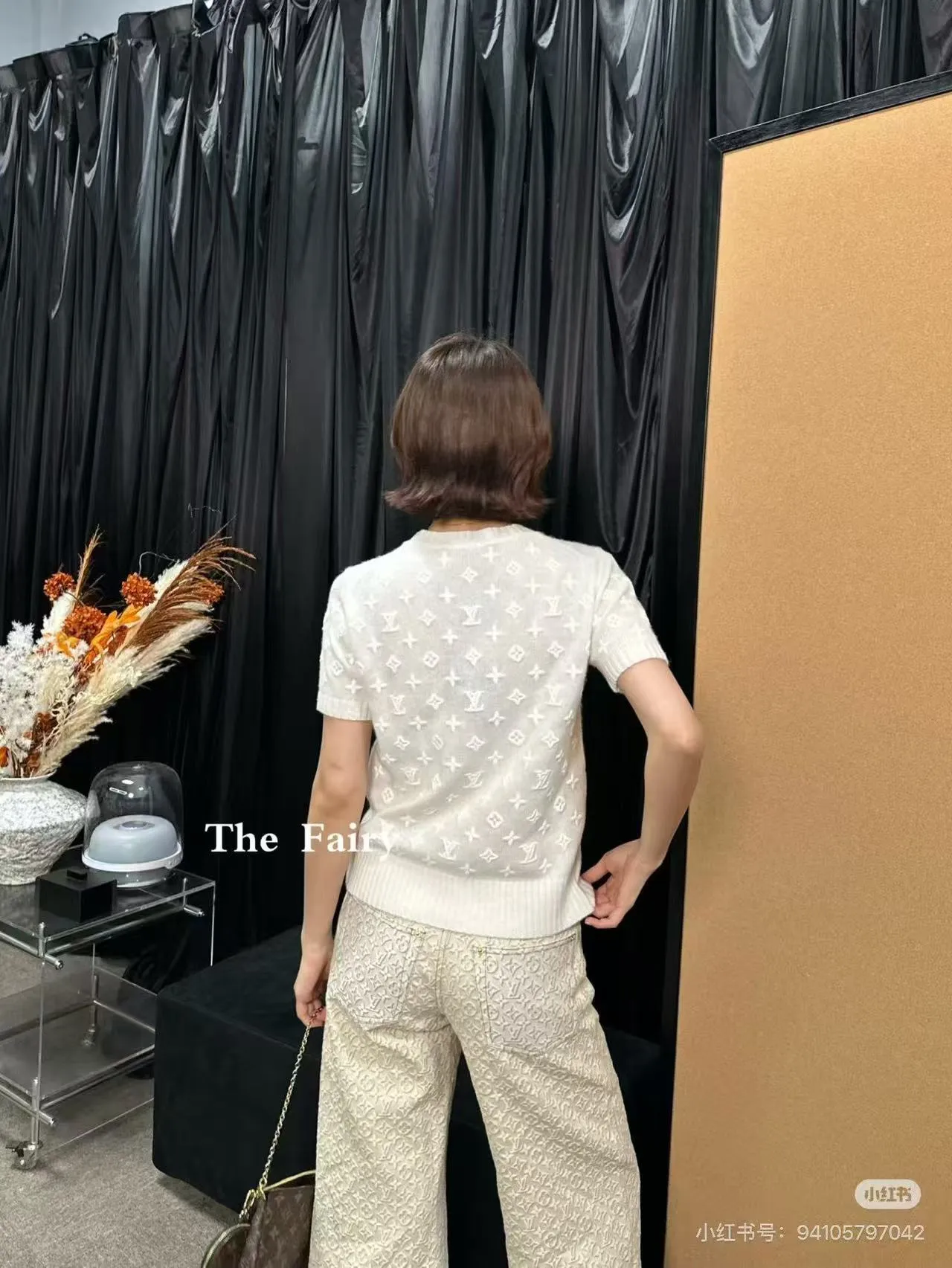 Louis Vuitton/Louis Vuitton 26ss women's presbyopic embroidered knitted short sleeves